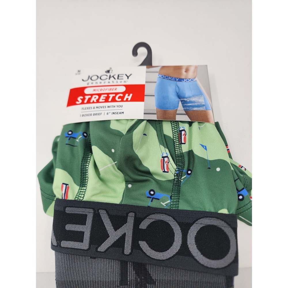 Jockey Generation Mens Microfiber Stretch Boxer Briefs Green Golf Size Medium